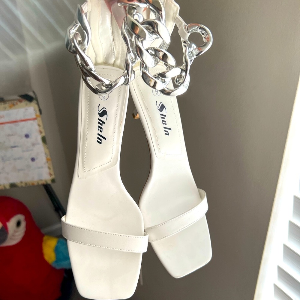 Low white heels